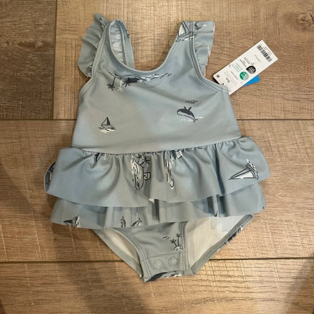 CARTERS GIRLS 3M ONE PIECE SAILBOAT BATHING SUIT NEW